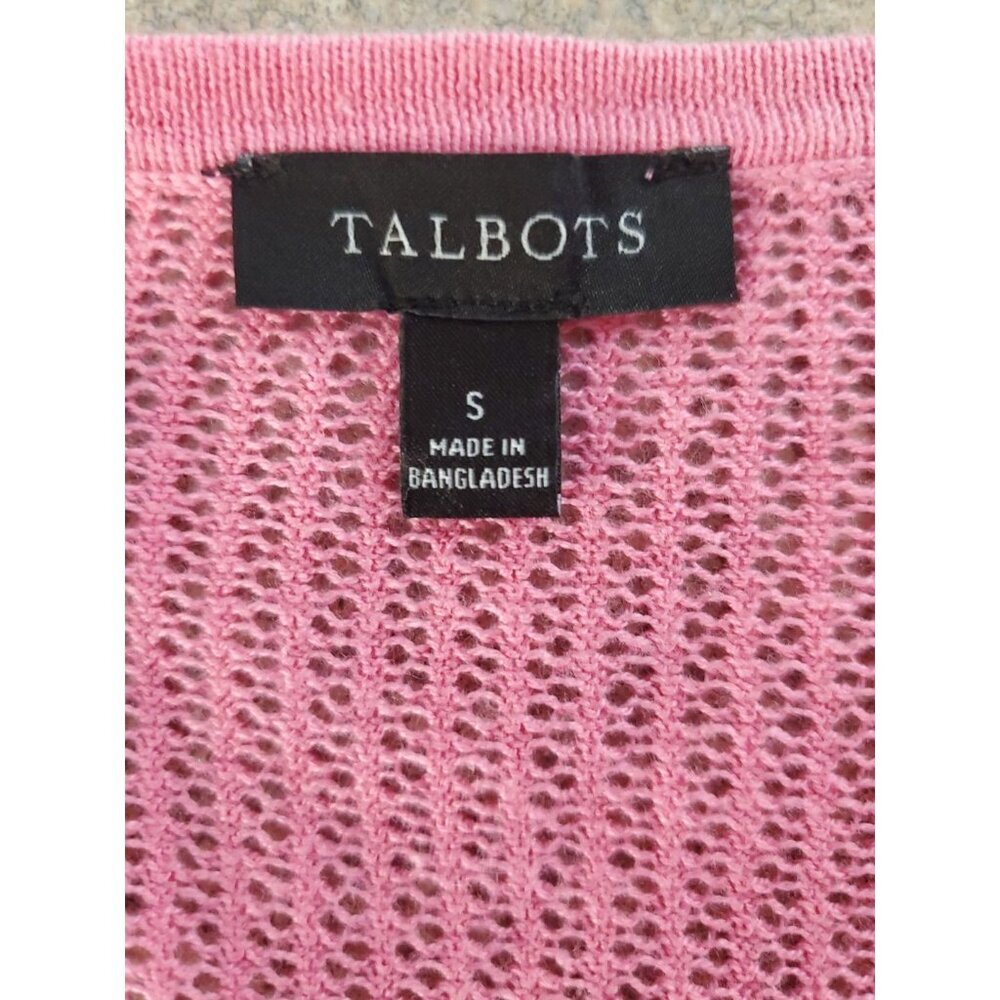 Talbots Pink Cropped Open-Front Knit Cardigan size Small - Picture 8 of 12